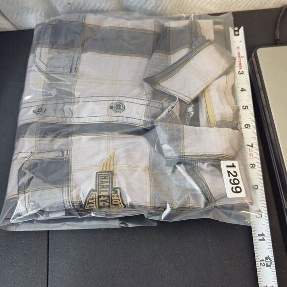 Genuine Harley Davidson Shirt Mens L Black White Plaid Spellout Logo Cotton - Picture 13 of 14